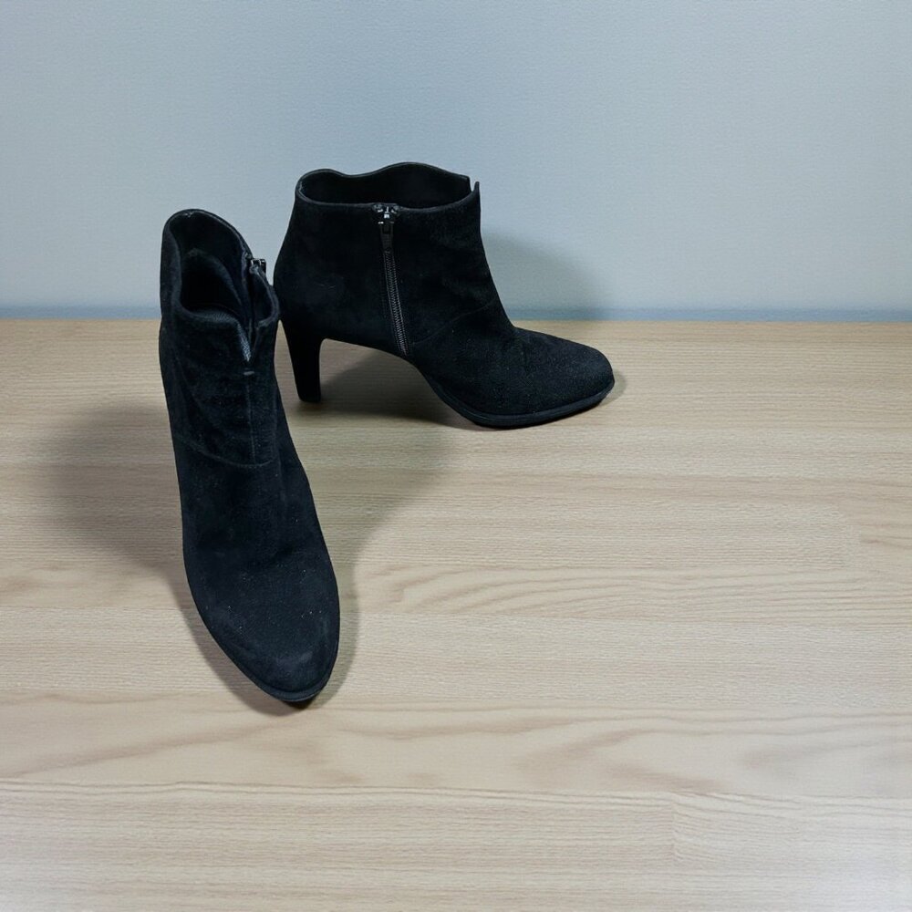 Stuart Weitzman Honcho Black Suede Platform Ankle Boots Booties Size 7